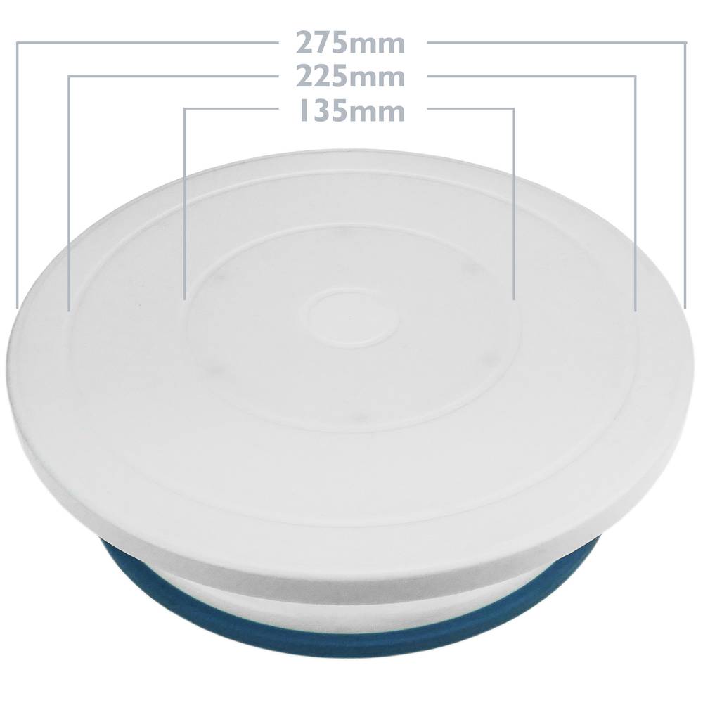 Base girevole per torte da 28 cm. Piattaforma rotante bianca