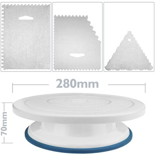 Base rotativa para bolos de 28 cm. Plataforma giratória branca