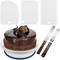 Cake turntable 28 cm with 5 spatulas. Manual rotating base display black lazy susan
