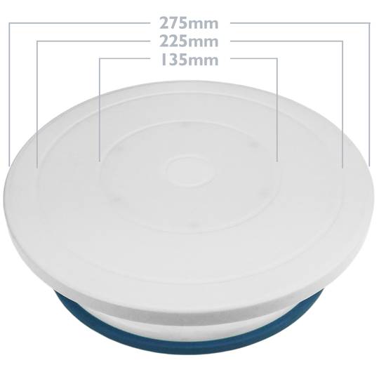 Cake turntable 28 cm with 5 spatulas. Manual rotating base display black lazy susan