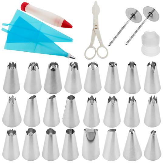 Base girevole per pasticceria da 28 cm con 6 spatole. Piattaforma rotante bianca