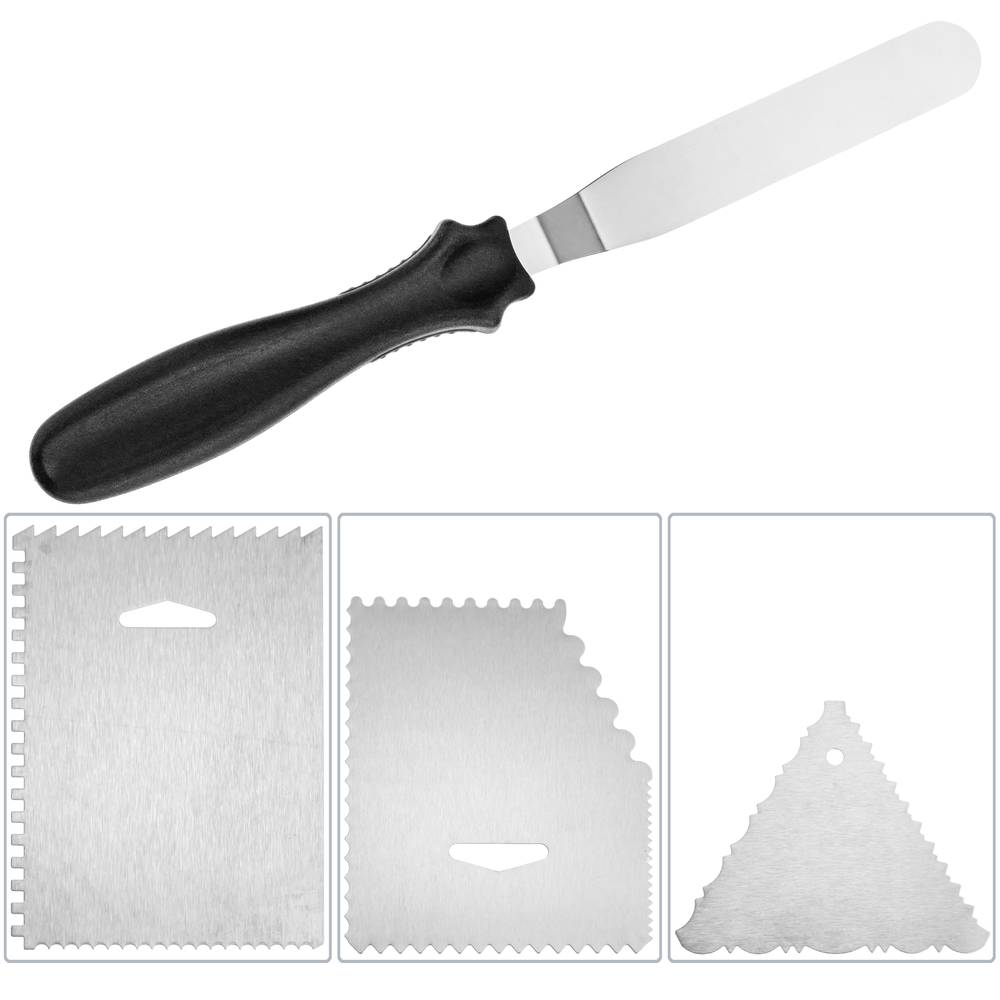 Base girevole per dolci da 28 cm con 4 spatole. Piattaforma rotante bianca