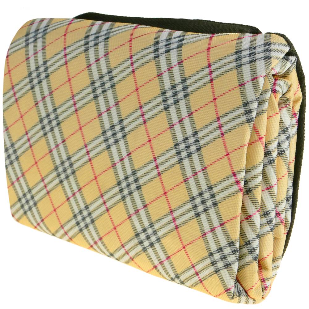 Picknickdeken 150 x 130 cm beige Schotse print