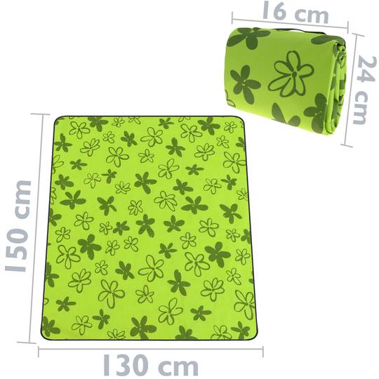 Manta de piquenique 150 x 130 cm impressão verde com flores
