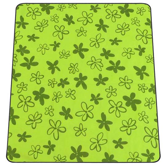 Manta de piquenique 150 x 130 cm impressão verde com flores
