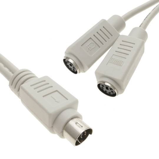 PS2 miniDIN toetsenbord en muisscheider kabel mannelijk naar vrouwelijk (pinnen scheiding)