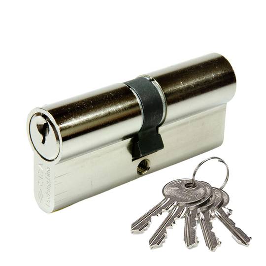 Vernickelter Sicherheitszylinder mit kurzer Nocke 30x30mm CISA