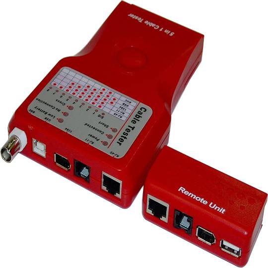Comprobador de Cables 5 EN 1 para Cable RJ45 RJ11 RJ12 1394 USB BNC - CT002