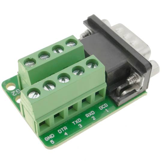 Adaptador de conexión serie DB9-macho a bloque de terminales de 9-pin