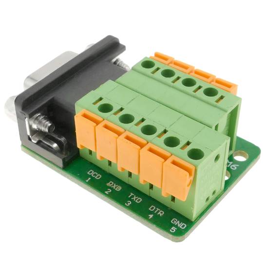 Adapter złącza szeregowego żeńskiego DB9 do 9-stykowego bloku zacisków 31x47x15mm