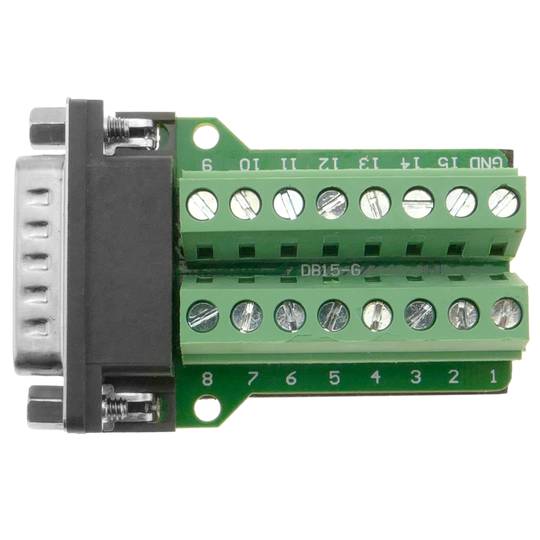 Adaptador de conexão DB15-macho para bloco de terminais de 16 pinos