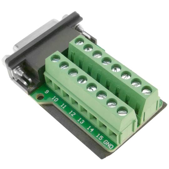 Adaptador de connexió DB15-femella a bloc de terminals de 16-pin