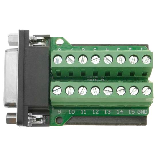 Adaptador de connexió DB15-femella a bloc de terminals de 16-pin