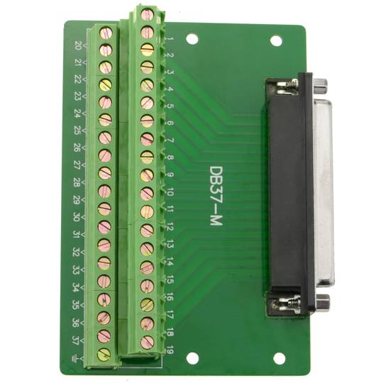 Adaptador de conexión serie DB37-hembra a bloque de terminales de 38-pin