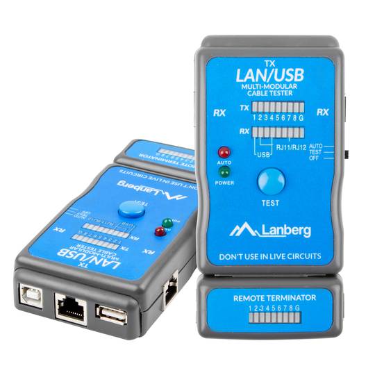 Lanberg NT-0403 Network Cable Tester for RJ45 RJ11 and USB - Cablematic