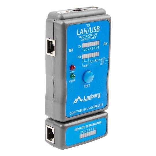 Testador de cabo de rede Lanberg NT-0403 para RJ45 RJ11 e USB