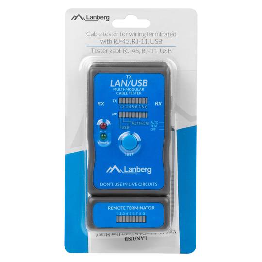 Testador de cabo de rede Lanberg NT-0403 para RJ45 RJ11 e USB