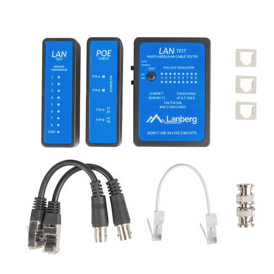 Lanberg NT-0404 Network Cable Tester with POE for RJ45 RJ12 RJ11 and Coaxial