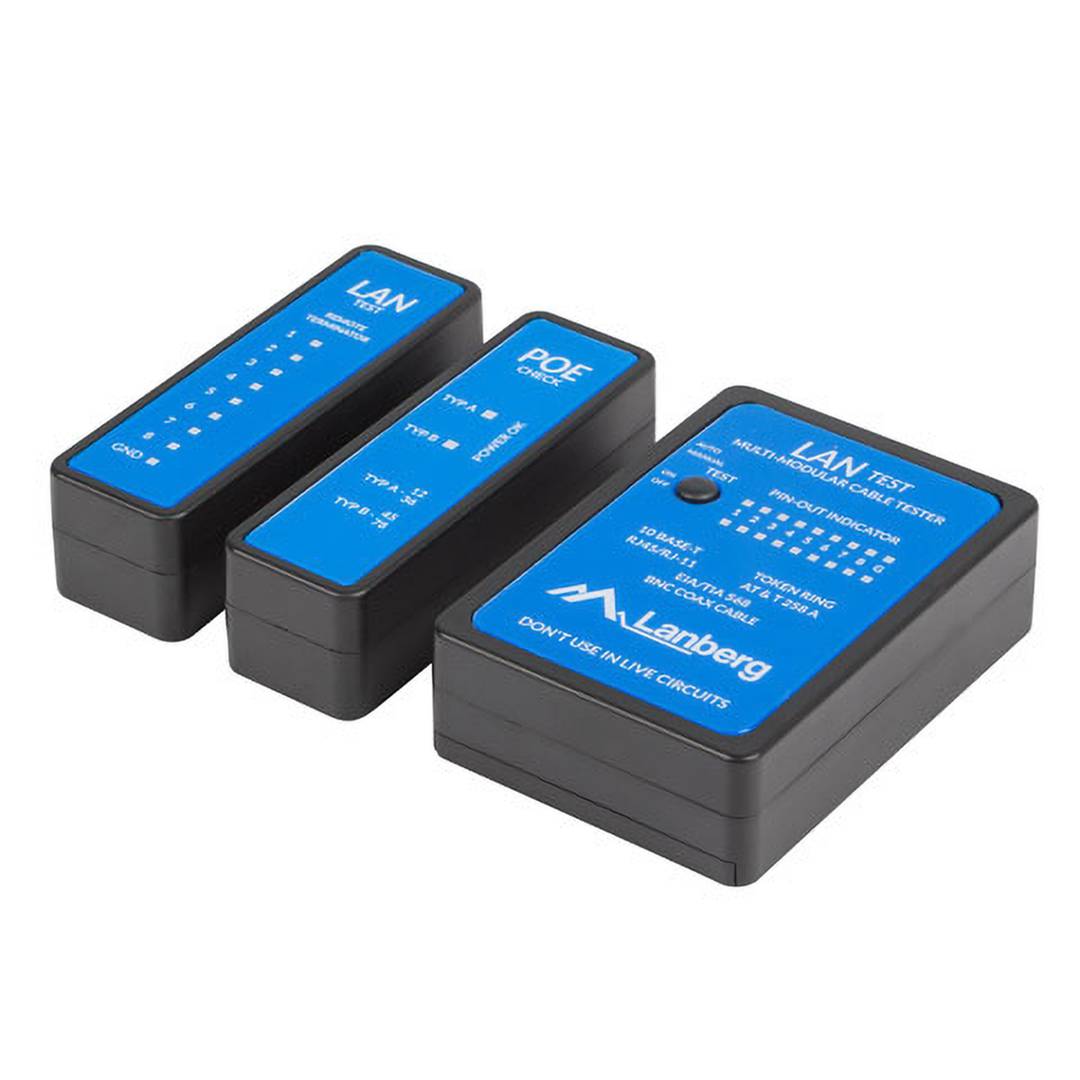 Lanberg NT-0404 Network Cable Tester with POE for RJ45 RJ12 RJ11 and Coaxial