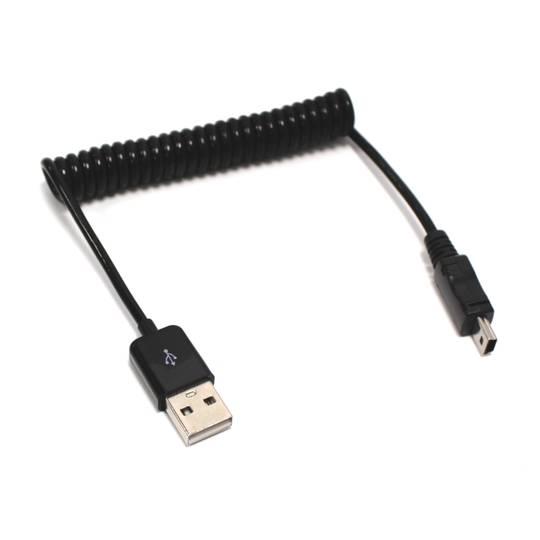USB 2.0-kabel (AM / MiniUSB5pin-M Type B) 1 m gekruld