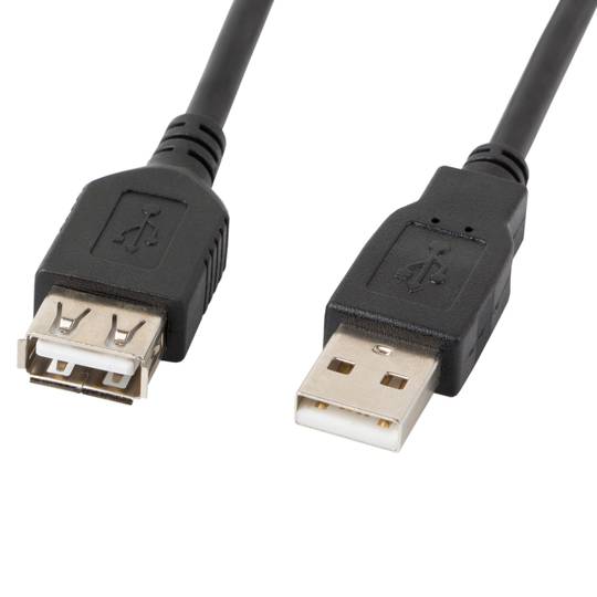 Lanberg USB A 2.0 Stecker auf USB A 2.0 Buchse Verlängerungskabel 1,8 m schwarz CA-USBE-10CC-0018-BK