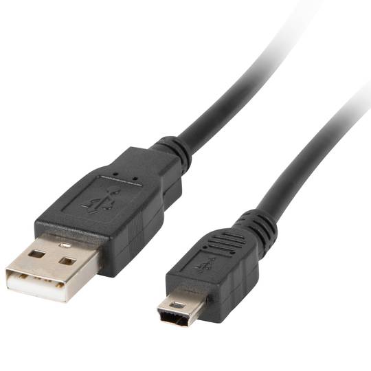 Cable USB de Lanberg USB A 2.0 mascle a mini USB mascle 1.8 m negre CA-USBK-10CC-0018-BK