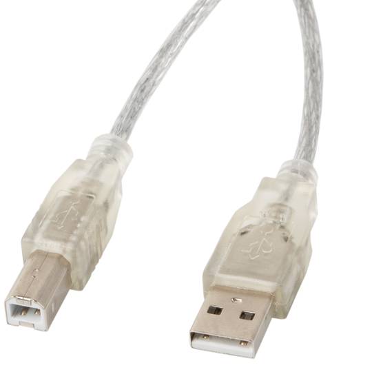 Lanberg Druckerkabel USB A Stecker auf USB B Stecker Ferrit 1,8 m transparent CA-USBA-12CC-0018-TR