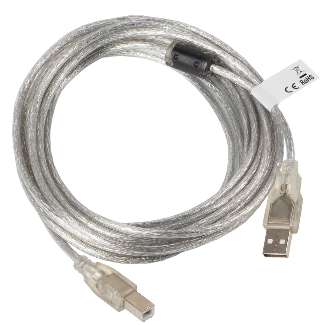 Lanberg printer cable USB A male to USB B male Ferrite 5 m transparent CA-USBA-12CC-0050-TR