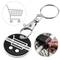 Pack of 3 x Keychain with contactless door opener and coin for shopping cart