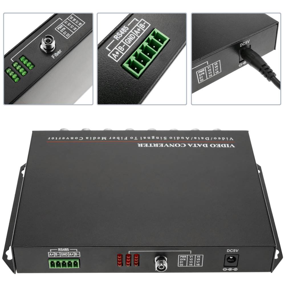 Video by 20Km singlemode fiber optic RS485 8V