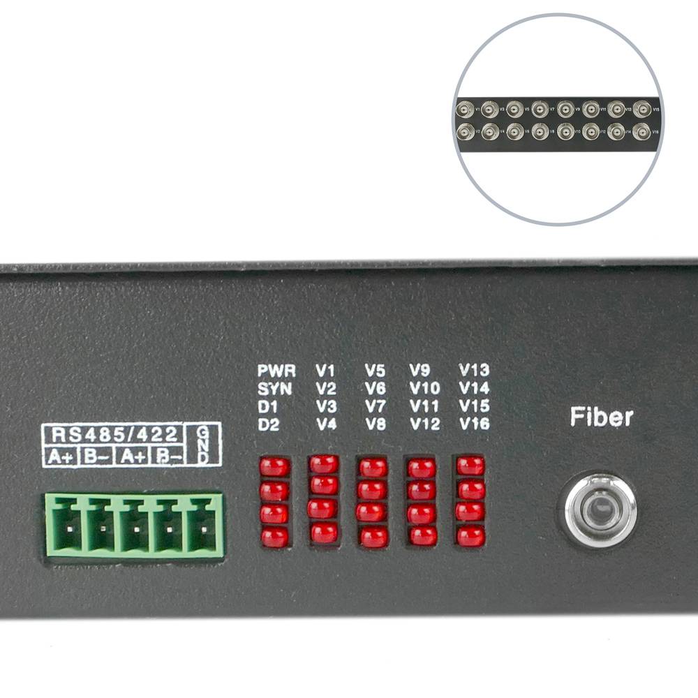 Video over fiber optic singlemode 20Km 16V RS232 RS485