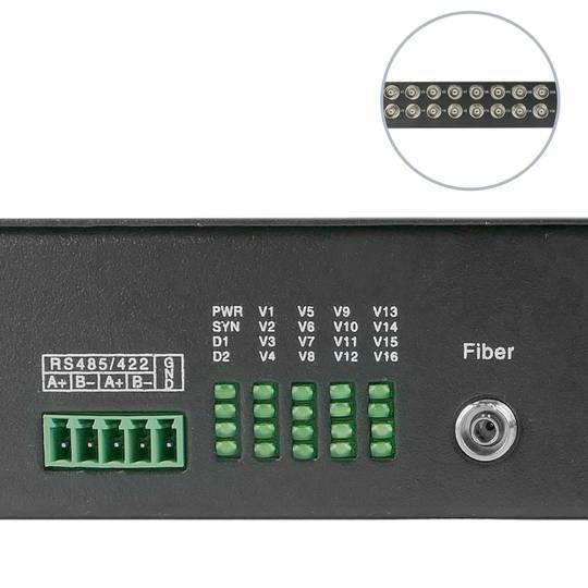Video over fiber optic singlemode 20Km 16V RS232 RS485
