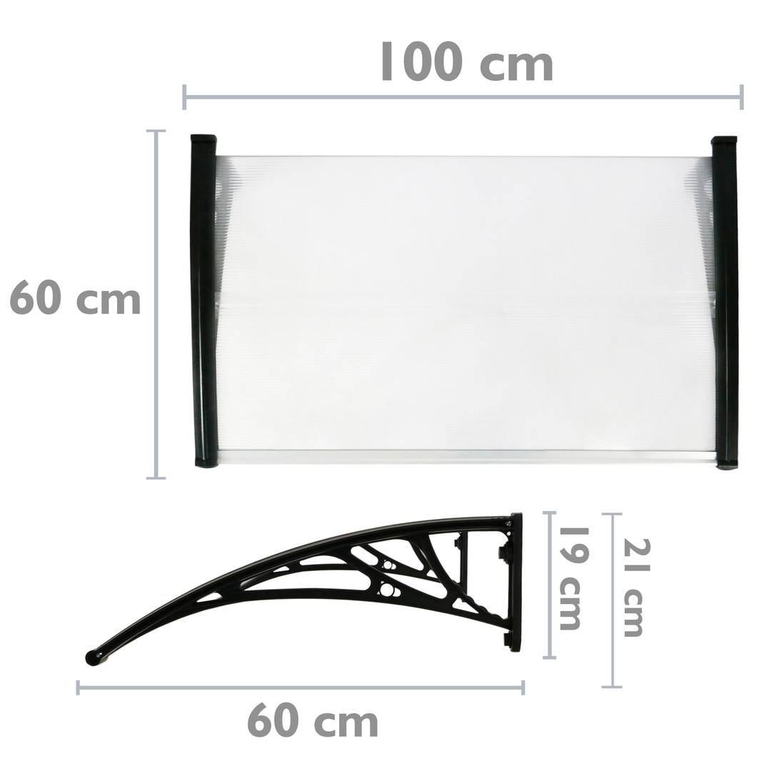 Telhado do proteção 100x60cm Marquesinha para portas e janelas preto