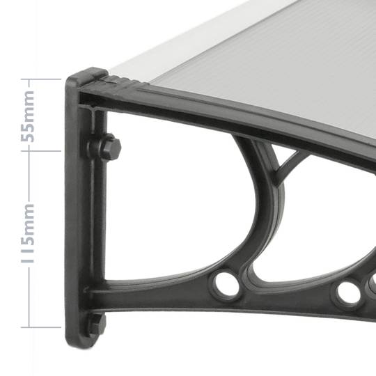 Tejadillo de protección  120x60cm Marquesina para puertas y ventanas negro