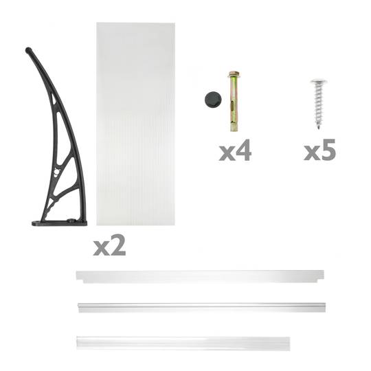 Tejadillo de protección  120x60cm Marquesina para puertas y ventanas negro