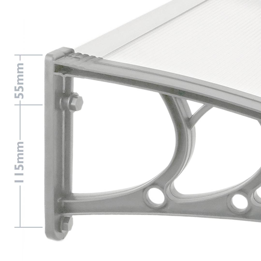 Auvent de porte et fenêtres 100x60cm Marquise solaire abri banne entrée protection gris
