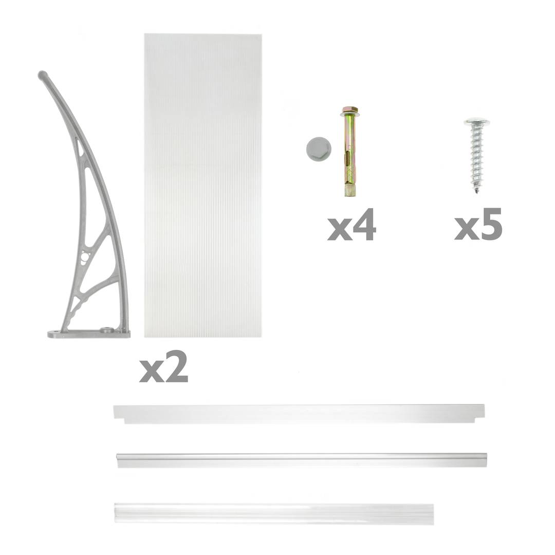 Auvent de porte et fenêtres 100x60cm Marquise solaire abri banne entrée protection gris