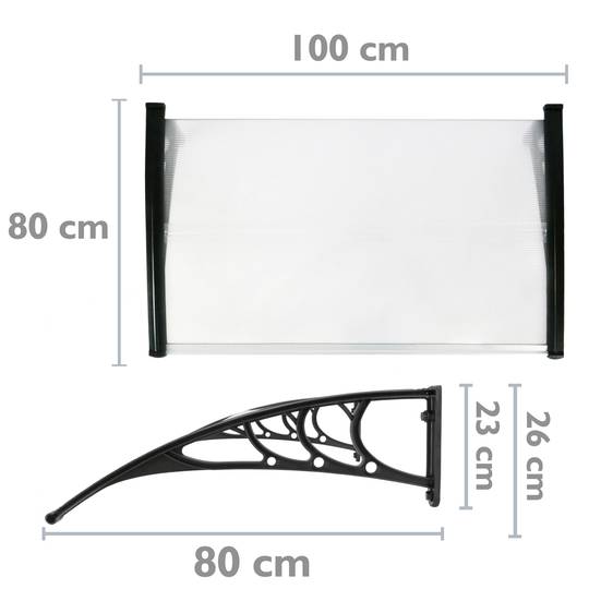 Canopy awning for door and window 100x80cm Patio cover shelter black
