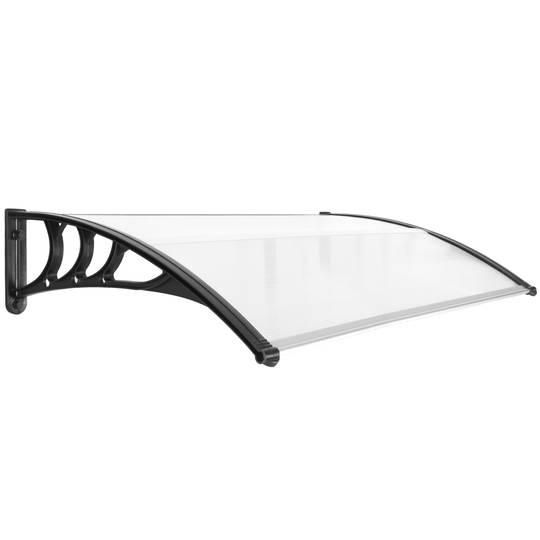 Auvent de porte et fenêtres 120x80cm Marquise solaire abri banne entrée protection noir