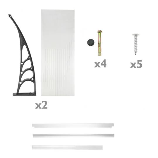 Auvent de porte et fenêtres 120x80cm Marquise solaire abri banne entrée protection noir