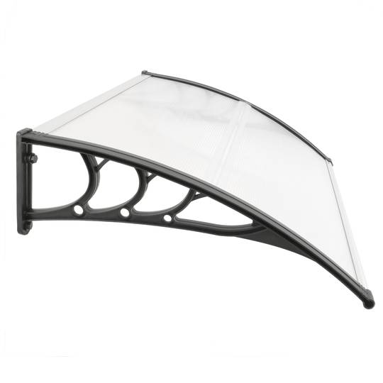 Auvent de porte et fenêtres 120x80cm Marquise solaire abri banne entrée protection noir