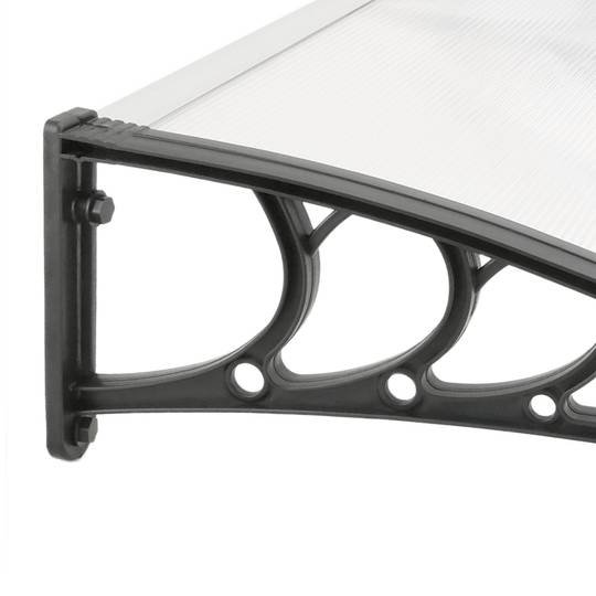 Auvent de porte et fenêtres 120x80cm Marquise solaire abri banne entrée protection noir