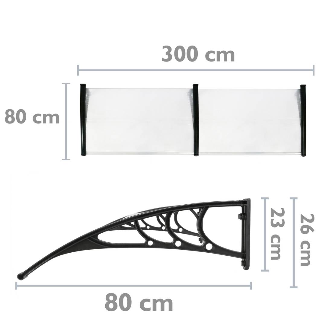 300x80cm beschermend dak Markttent voor deuren en ramen zwart