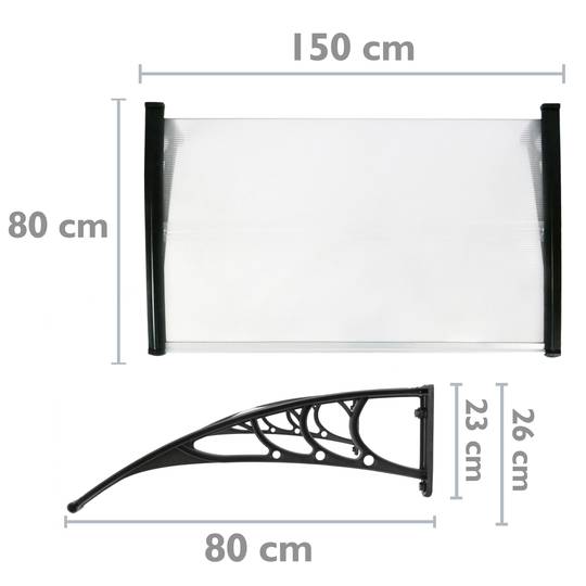 150x80cm beschermend dak Markttent voor deuren en ramen zwart