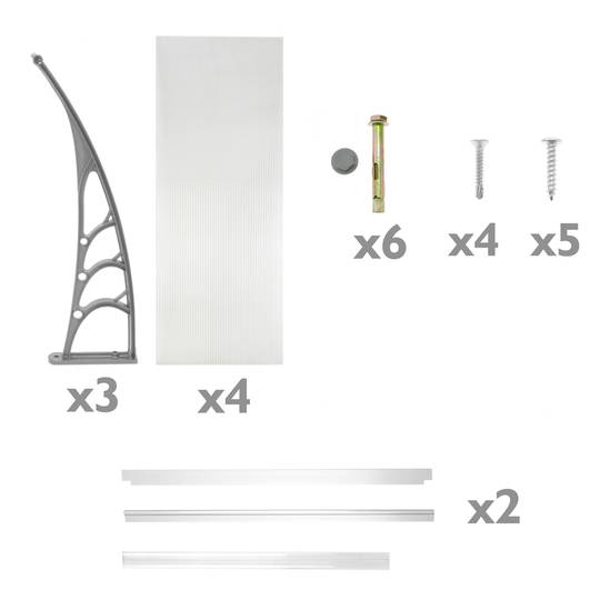 Beschermkap 240x80cm Veranda voor deuren en ramen grijs