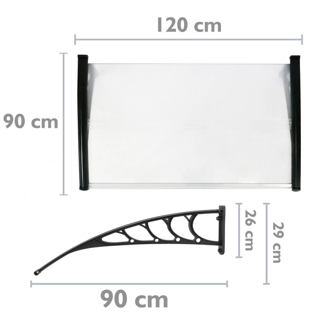 Vordach 120x90cm Türdach Überdachung schwarz