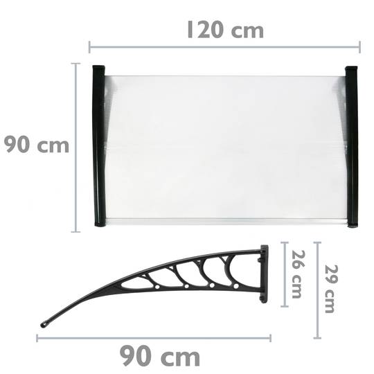 Vordach 120x90cm Türdach Überdachung schwarz
