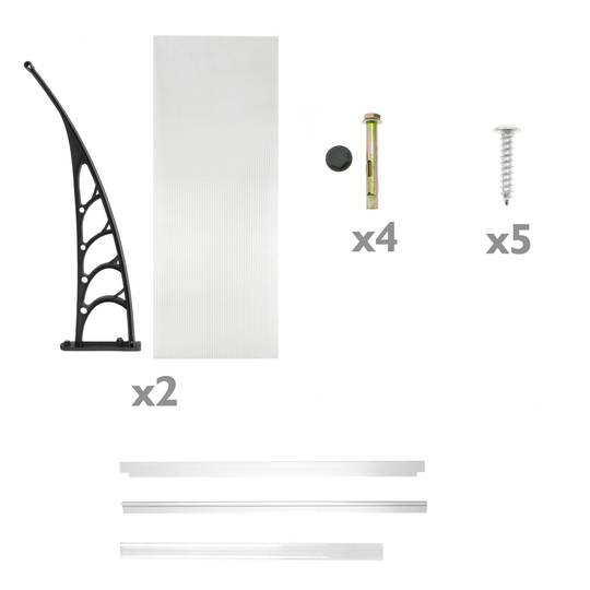 Auvent de porte et fenêtres 150x90cm Marquise solaire abri banne entrée protection noir