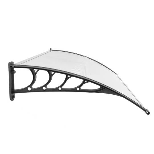 Auvent de porte et fenêtres 150x90cm Marquise solaire abri banne entrée protection noir