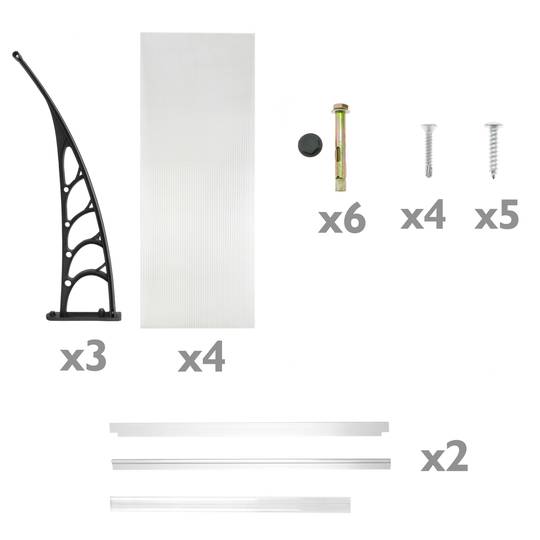 Pensilina 200x90cm in policarbonato per porta o finestra per esterno nero